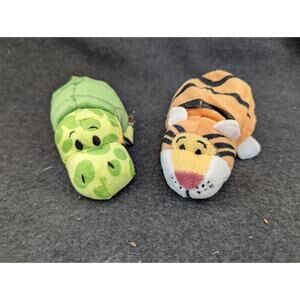 2 FLIP-A-ZOO PLUSH 5.5" THEODORE TIGER & EMMA ELEPHANT Gildy Tiger & Toby Turtle
